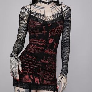WIDOW DOLLS KILL | Punk cami dress metal Goth Witch Satan Red Black Lyrics Band